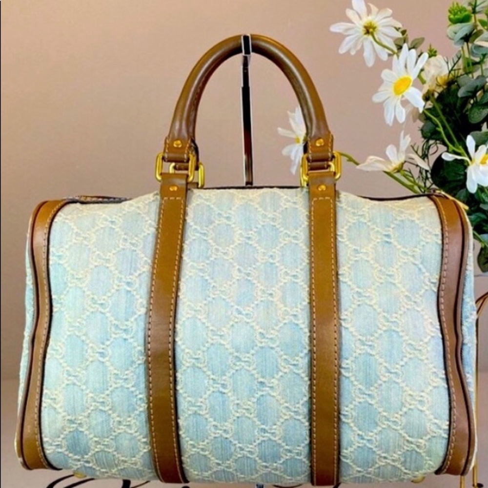 Gucci GG Rare Supreme Jeans Boston Bag Satchel